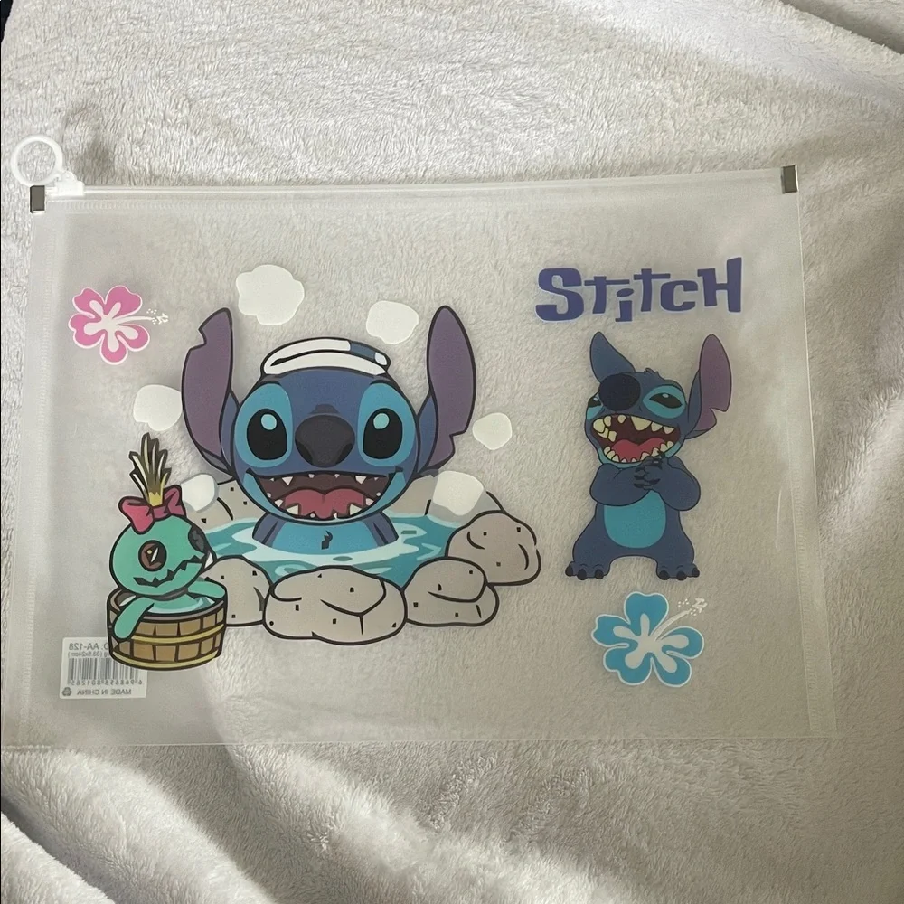 Stitch Themed large Transparent Pouches folders new set of 4 plastic vinyl